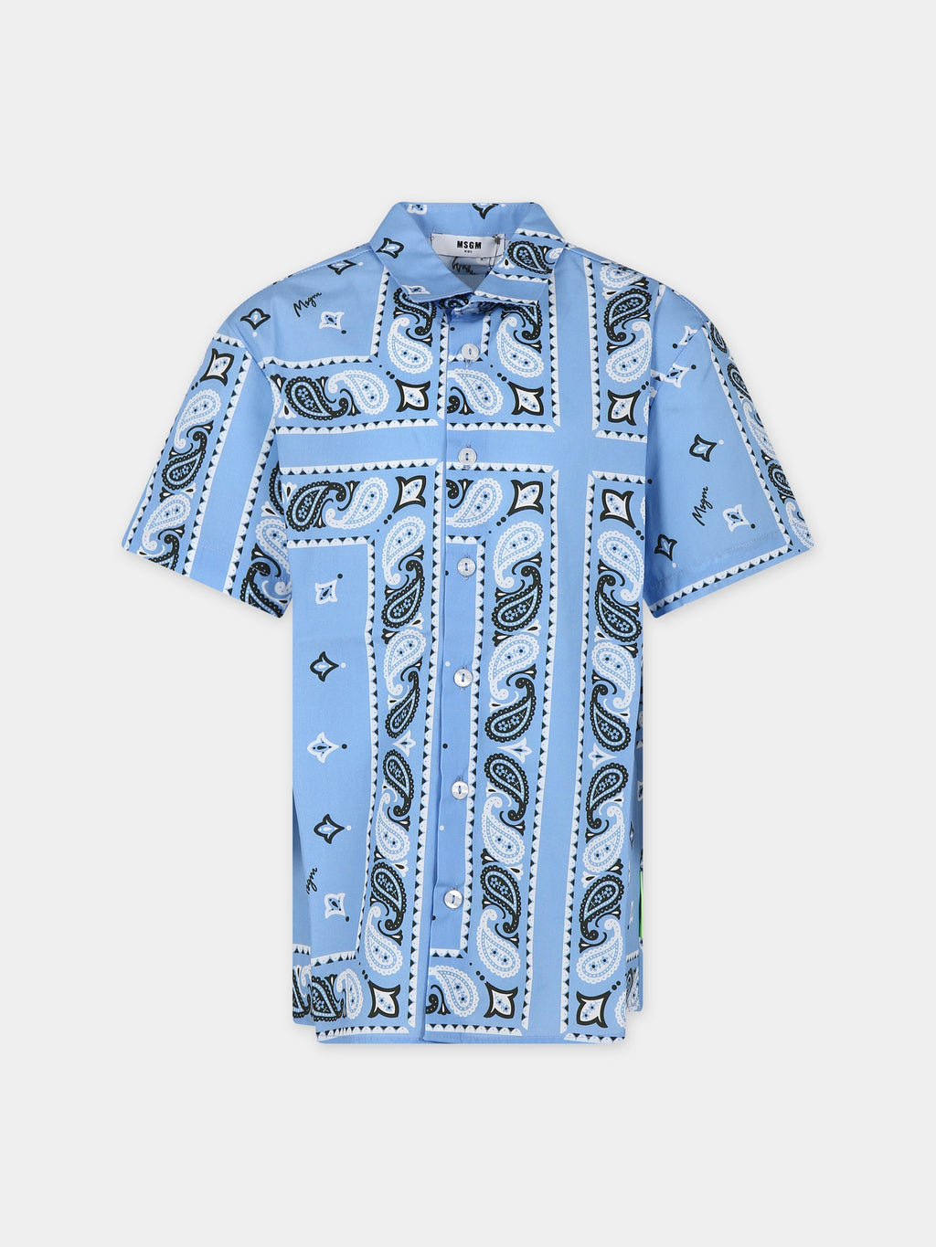 Light blue shirt for boy with paisley print